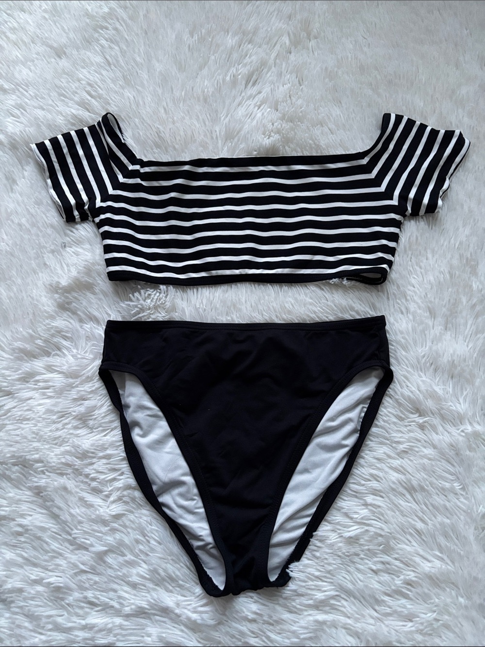 MICHAEL Michael Kors White and Black Swim Label Detail